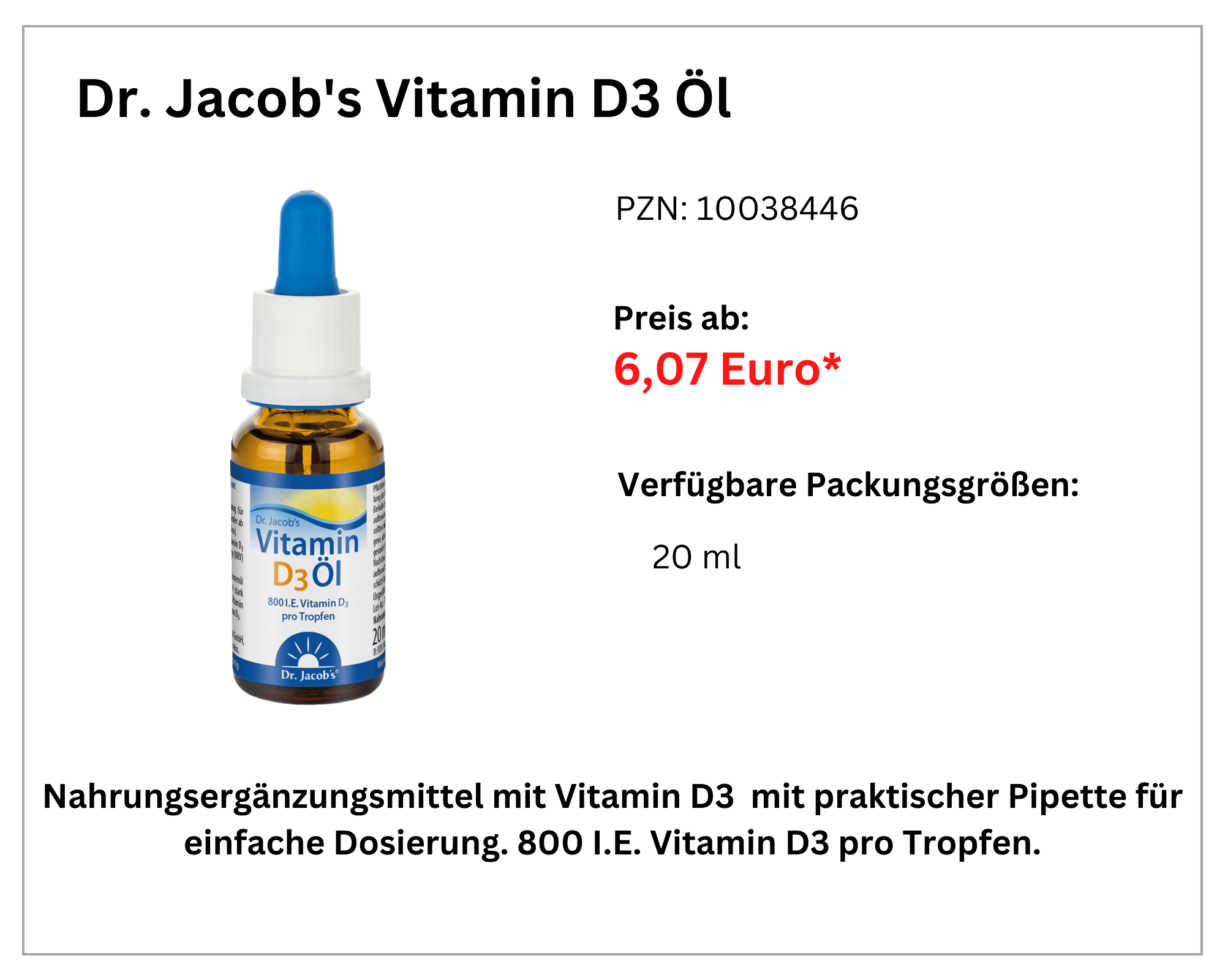 Dr. Jacob's Vitamin D3 Öl