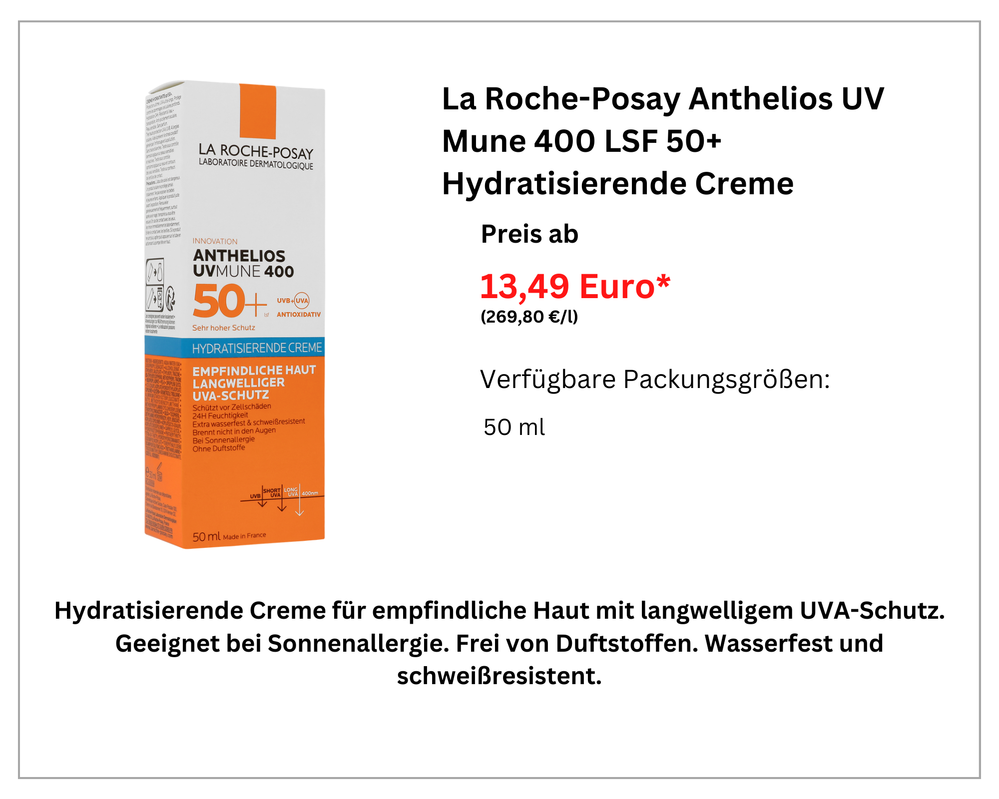  La Roche-Posay Anthelios Hydratisierende Creme UVMune 400 width=