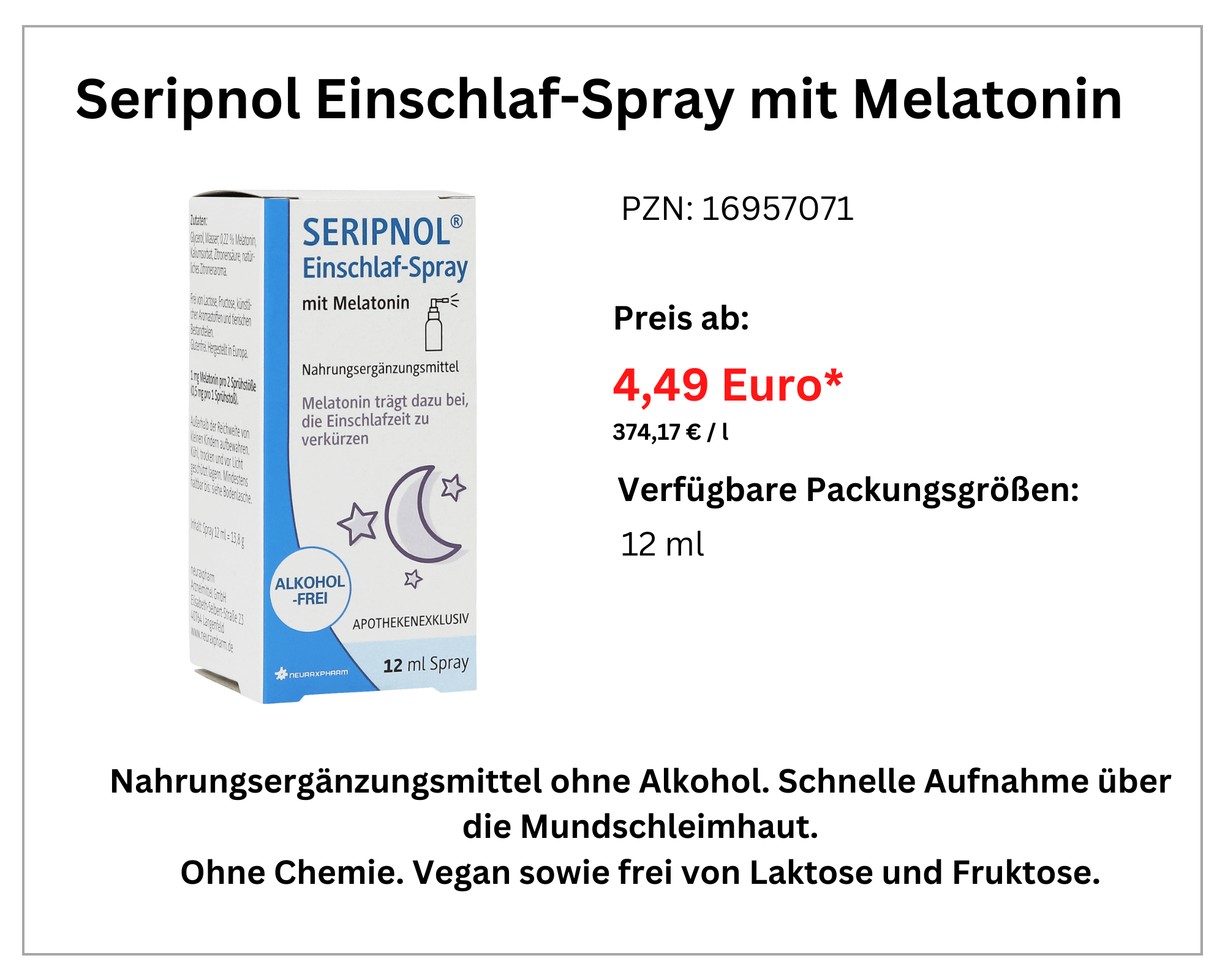  Seripnol Einschlaf- Spray mit Melatonin width=