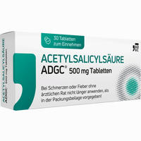Acetylsalicylsäure Adgc 500 Mg Tabletten 30 Stück - ab 0,00 €