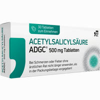Acetylsalicylsäure Adgc 500 Mg Tabletten 30 Stück