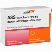 Ass- Ratiopharm 100 Mg Magensaftresistente Tablette Tabletten 100 Stück - ab 1,89 €