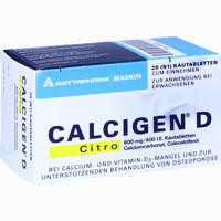 Calcigen D Citro 600 Mg/400 I.e. Kautabletten  20 Stück 