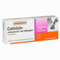 Cetirizin- Ratiopharm bei Allergien 10 Mg Filmtabletten 100 Stück - ab 1,09 €