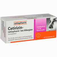 Cetirizin- Ratiopharm bei Allergien 10 Mg Filmtabletten 100 Stück - ab 1,09 €