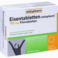 Eisentabletten- Ratiopharm 100mg Filmtabletten  100 Stück - ab 6,62 €