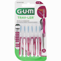 Gum Trav- Ler Pink Kerze 1.4mm Interdental+6 Kappen Zahnbürste 6 Stück