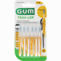 Gumtrav- Ler Gelb Tanne 1.3mm Interdental+6 Kappen Zahnbürste 6 Stück