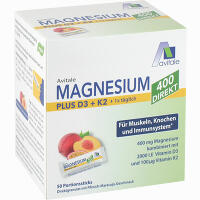 Magnesium 400+ D3+ K2 Direkt Pfirsich- Maracuja 50 x 2.5 g