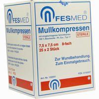 Mullkompressen Steril 7.5x7.5 Es 8f  25 x 2 Stück - ab 2,30 €