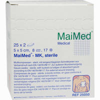 Mullkompressen Steril 8- Fach 5 X 5cm MaiMed GmbH 25 Stück