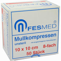 Mullkompressen Unsteril 10x10 Es 8f  100 Stück - ab 4,81 €