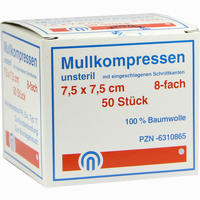 Mullkompressen Unsteril 7.5x7.5 Es 8f  100 Stück - ab 3,72 €