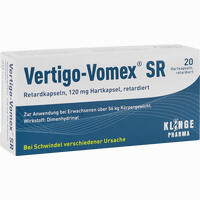 Vertigo Vomex Sr Retard Retardkapseln 20 Stück - ab 3,22 €