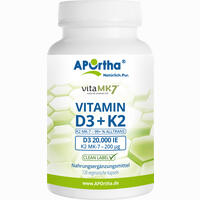 Vitamin D3 20.000 Ie + K2 Vitamk7 200 Ug Kapseln 120 Stück 