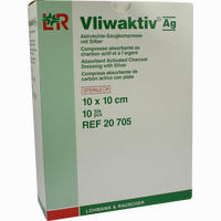 Vliwaktiv Ag 10x10cm Aktivkohle Saugkompresse mit Silber Kompressen Lohmann & Rauscher GmbH & Co.KG 10 Stück