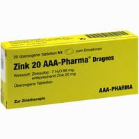Zink 20 Aaa- Pharma Dragees  20 Stück - ab 4,25 €