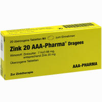 Zink 20 Aaa- Pharma Dragees  20 Stück - ab 4,28 €