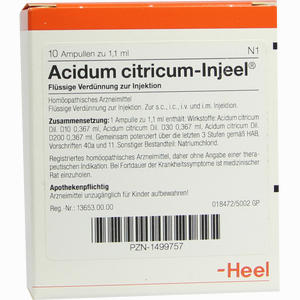 Acidum Citricum- Injeel Ampullen 10 Stück - ab 17,66 €