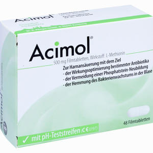 Abbildung von Acimol mit Ph- Teststreifen Filmtabletten 48 Stück