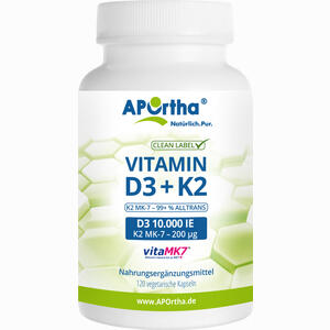 Aportha Vitamin D3 10. 000 Ie 250ug+ K2 (mk7) 200ug 120 Stück - ab 23,38 &euro;