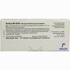 Arnica Rh D20 Ampullen 8 x 1 ml - ab 28,56 €