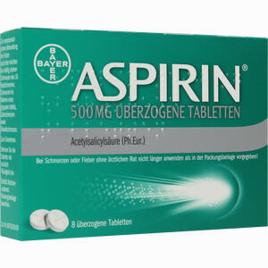 Aspirin 500mg überzogene Tabletten  8 Stück - ab 2,21 €
