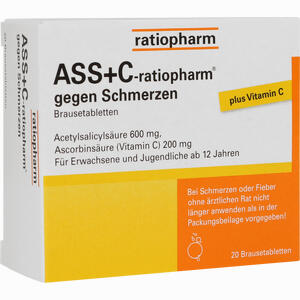 Abbildung von Ass + C- Ratiopharm gegen Schmerzen Brausetabletten 20 Stück Abbildung von Ass + C- Ratiopharm gegen Schmerzen Brausetabletten 20 Stück