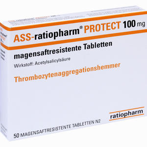 Abbildung von Ass- Ratiopharm Protect 100mg Tabletten 50 Stück