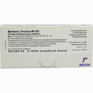 Berberis Fruct Rh D3 Ampullen 8 x 1 ml - ab 0,00 &euro;