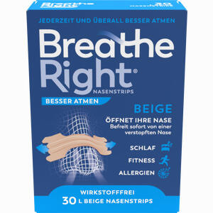 Besser Atmen Breathe Right Nasenpflaster Beige Groß 30 Stück - ab 14,19 €
