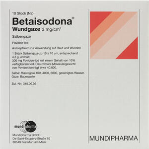 Betaisodona Wundgaze 10x10cm  10 Stück - ab 20,08 €