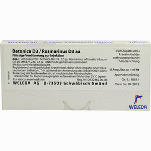 Betonica D 3/Rosmarin D3 Ampullen 8 x 1 ml - ab 31,25 €
