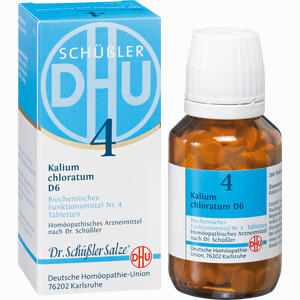 Abbildung von Biochemie 4 Kalium Chloratum D6 Tabletten DHU-Arzneimittel GmbH & Co. KG 200 Stück Abbildung von Biochemie 4 Kalium Chloratum D6 Tabletten DHU-Arzneimittel GmbH & Co. KG 200 Stück
