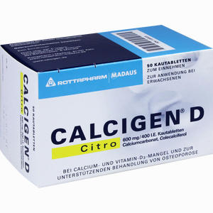 Calcigen D Citro 600 Mg/400 I.e. Kautabletten  50 Stück - ab 0,00 €