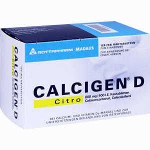 Calcigen D Citro 600mg/400 I.e. Kautabletten  120 Stück - ab 0,00 &euro;