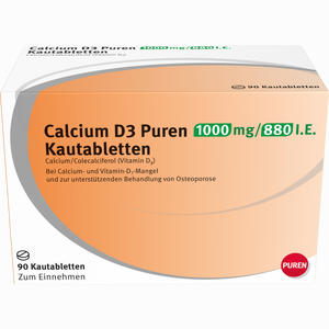 Calcium D3 Puren 1000 Mg/880 I. E. Kautabletten 90 Stück - ab 15,93 €