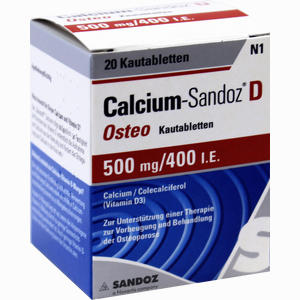 Calcium- Sandoz D Osteo Kautabletten 20 Stück - ab 0,00 &euro;