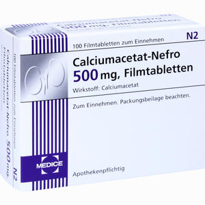 Calciumacetat- Nefro 500mg Filmtabletten 100 Stück - ab 5,72 €