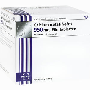 Calciumacetat- Nefro 950mg Filmtabletten 200 Stück - ab 18,91 €
