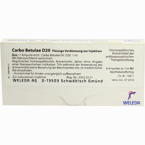 Carbo Betulae D20 Ampullen 8 x 1 ml - ab 23,59 €
