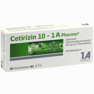 Cetirizin 10 - 1 A Pharma Filmtabletten 20 Stück - ab 1,42 €