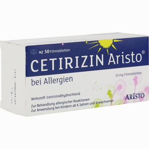 Cetirizin Aristo bei Allergien 10mg Filmtabletten  50 Stück Cetirizin Aristo bei Allergien 10mg Filmtabletten  50 Stück