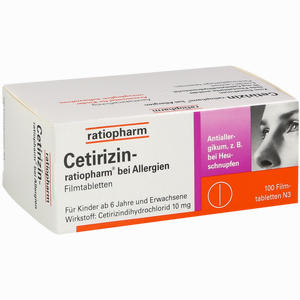 Abbildung von Cetirizin- Ratiopharm bei Allergien 10 Mg Filmtabletten 100 Stück