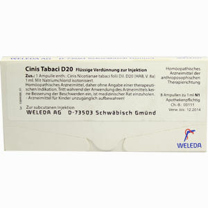 Cinis Tabaci D20 Ampullen 8 x 1 ml - ab 40,55 €