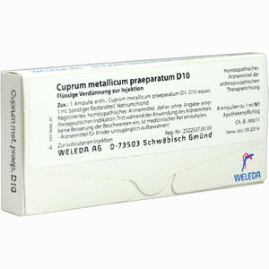 Cuprum Met Praep D10 Ampullen 8 x 1 ml - ab 0,00 &euro;