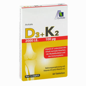 D3+k2 2000 I.e.+100ug Tabletten  60 Stück - ab 7,18 €