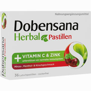 Dobensana Herbal Kirschgeschmack mit Vitamin C + Zink Lutschpastillen 36 Stück