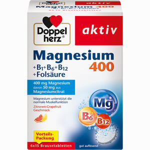 Doppelherz Magnesium 400 + B1 + B6 + B12 + Folsäure 6 x 15 Stück - ab 6,89 €