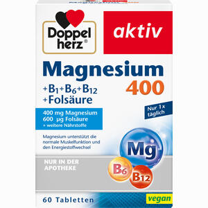 Doppelherz Magnesium 400+ B1 + B6 + B12 + Folsäure Tabletten 60 Stück Doppelherz Magnesium 400+ B1 + B6 + B12 + Folsäure Tabletten 60 Stück